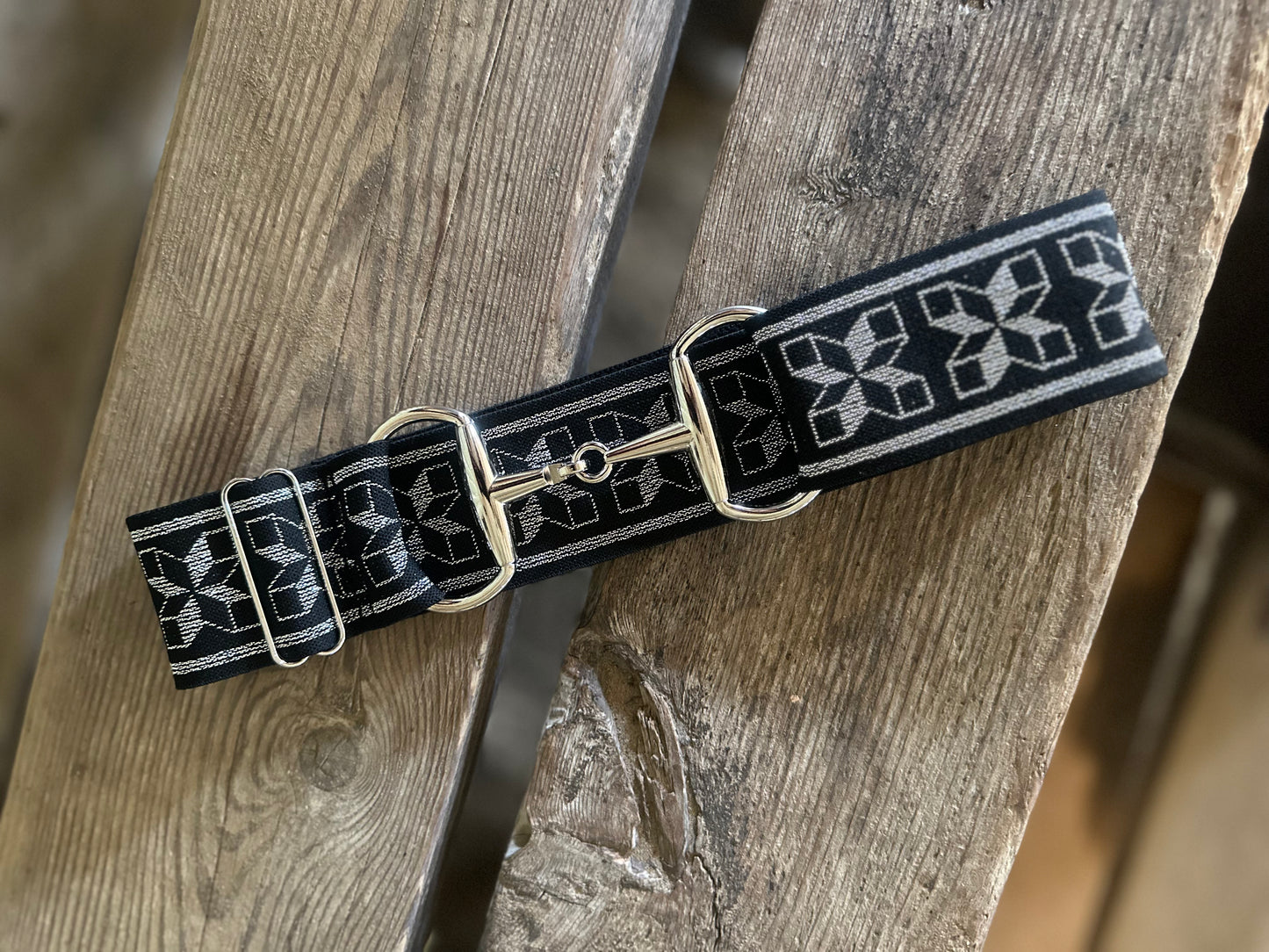 Silver squared pattern belt